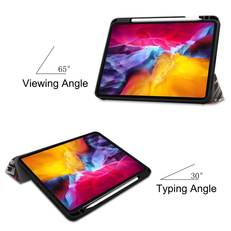For iPad Pro 11 2022 / 2021 Colored Drawing Horizontal Flip TPU + PU Leather Tablet Case with Three-folding Holder & Sleep / Wake-up Function & Pen Slot(Graffiti) - iPad Pro 11 (2022/2021) Cases by buy2fix | Online Shopping UK | buy2fix