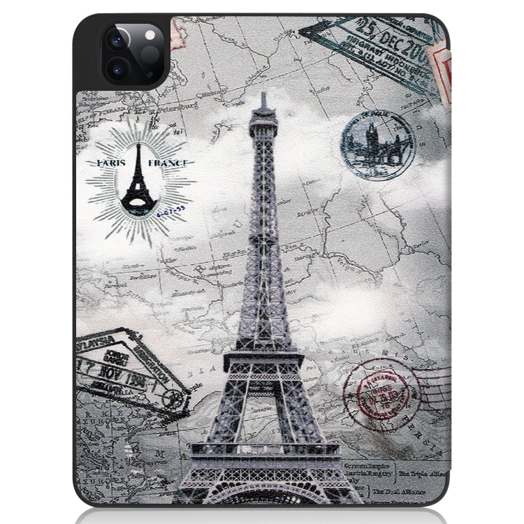 For iPad Pro 11 2022 / 2021 Colored Drawing Horizontal Flip TPU + PU Leather Tablet Case with Three-folding Holder & Sleep / Wake-up Function & Pen Slot(Eiffel Tower) - iPad Pro 11 (2022/2021) Cases by buy2fix | Online Shopping UK | buy2fix