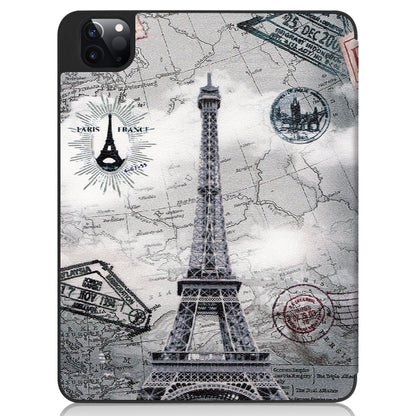 For iPad Pro 11 2022 / 2021 Colored Drawing Horizontal Flip TPU + PU Leather Tablet Case with Three-folding Holder & Sleep / Wake-up Function & Pen Slot(Eiffel Tower) - iPad Pro 11 (2022/2021) Cases by buy2fix | Online Shopping UK | buy2fix
