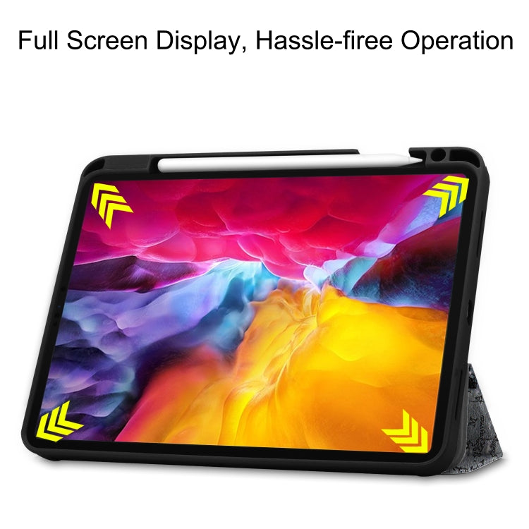 For iPad Pro 11 2022 / 2021 Colored Drawing Horizontal Flip TPU + PU Leather Tablet Case with Three-folding Holder & Sleep / Wake-up Function & Pen Slot(Eiffel Tower) - iPad Pro 11 (2022/2021) Cases by buy2fix | Online Shopping UK | buy2fix