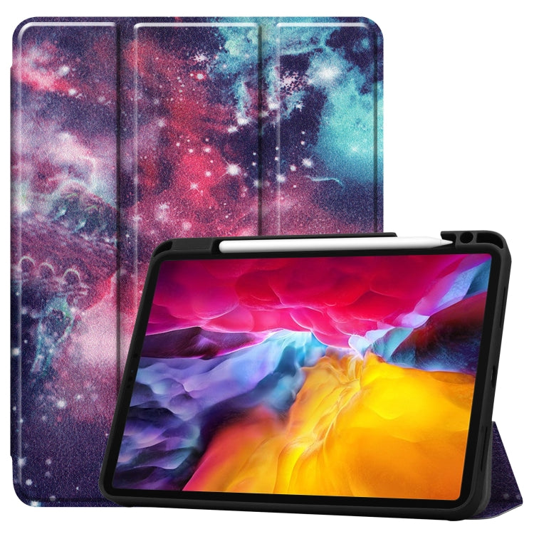 For iPad Pro 11 2022 / 2021 Colored Drawing Horizontal Flip TPU + PU Leather Tablet Case with Three-folding Holder & Sleep / Wake-up Function & Pen Slot(Milky Way) - iPad Pro 11 (2022/2021) Cases by buy2fix | Online Shopping UK | buy2fix