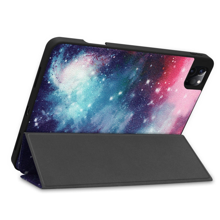 For iPad Pro 11 2022 / 2021 Colored Drawing Horizontal Flip TPU + PU Leather Tablet Case with Three-folding Holder & Sleep / Wake-up Function & Pen Slot(Milky Way) - iPad Pro 11 (2022/2021) Cases by buy2fix | Online Shopping UK | buy2fix