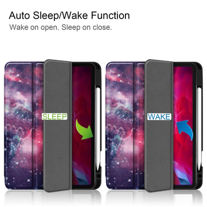 For iPad Pro 11 2022 / 2021 Colored Drawing Horizontal Flip TPU + PU Leather Tablet Case with Three-folding Holder & Sleep / Wake-up Function & Pen Slot(Milky Way) - iPad Pro 11 (2022/2021) Cases by buy2fix | Online Shopping UK | buy2fix