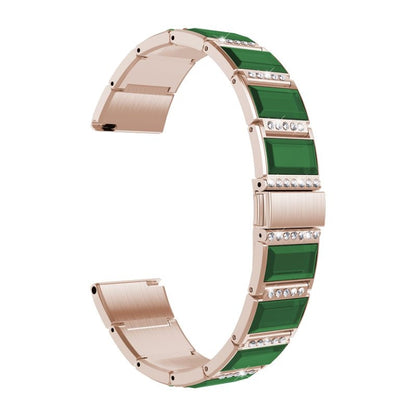 For Samsung Galaxy Watch 42mm Stainless Steel Diamond Encrusted Watch Band(Gold+Green) - Watch Bands by buy2fix | Online Shopping UK | buy2fix
