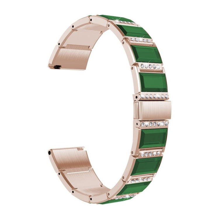 For Samsung Galaxy Watch 46mm Stainless Steel Diamond Encrusted Watch Band(Gold+Green) - Watch Bands by buy2fix | Online Shopping UK | buy2fix