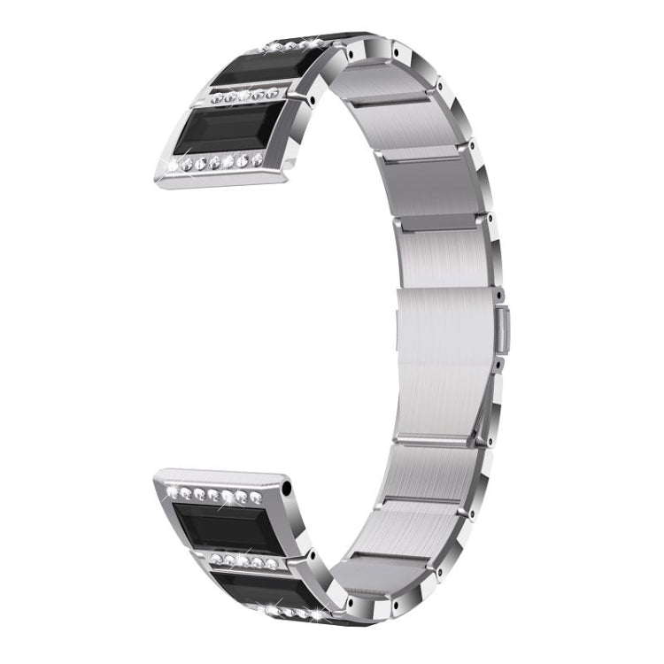 For Samsung Galaxy Watch 46mm Stainless Steel Diamond Encrusted Watch Band(Silver+Black) - Watch Bands by buy2fix | Online Shopping UK | buy2fix