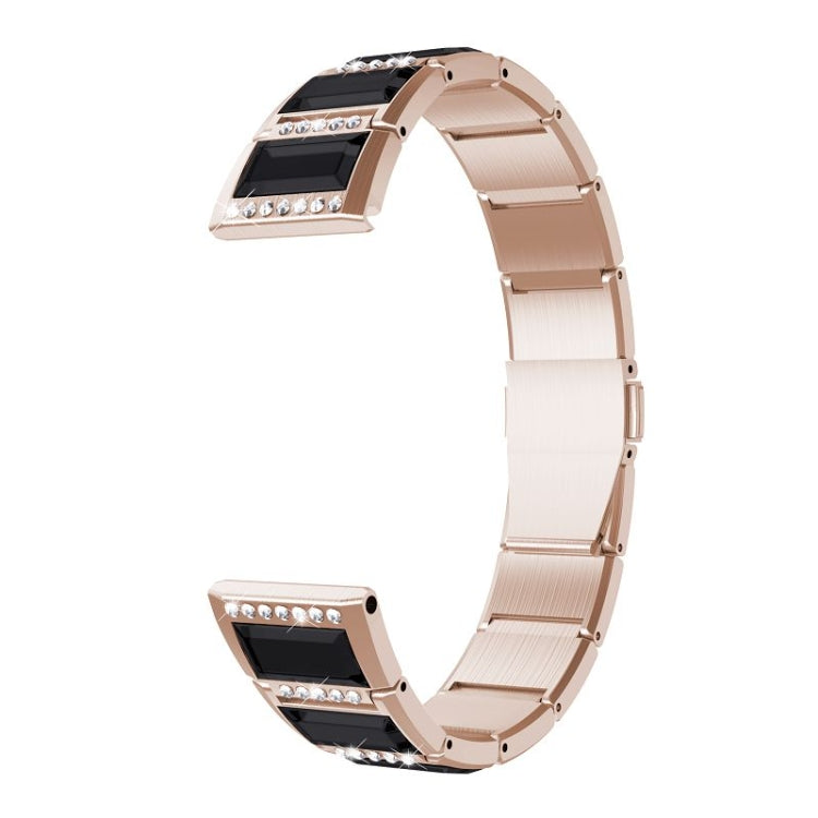 For Samsung Galaxy Watch 3 41mm Stainless Steel Diamond Encrusted Watch Band(Gold+Black) - Watch Bands by buy2fix | Online Shopping UK | buy2fix