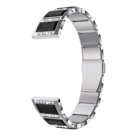 For Samsung Galaxy Watch 3 41mm Stainless Steel Diamond Encrusted Watch Band(Silver+Black) - Watch Bands by buy2fix | Online Shopping UK | buy2fix