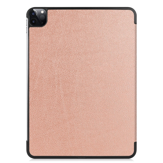 For iPad Air 13 2024 / Pro 12.9 2022 Custer Texture 3-folding Smart Leather Tablet Case(Rose Gold) by buy2fix