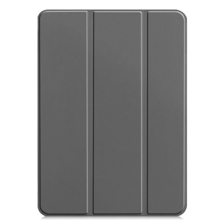 For  iPad Air 13 2024 / Pro 12.9 2022 Custer Texture 3-folding Smart Leather Tablet Case(Grey) - iPad Pro 12.9 (2022/2021) Cases by buy2fix | Online Shopping UK | buy2fix