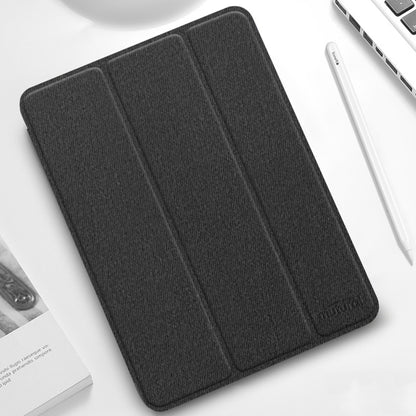 For iPad Pro 12.9 2022 / 2021 / 2020 Mutural YASHI Series TPU + PU Cloth Pattern Texture Horizontal Flip Leather Tablet Case with Three-folding Holder & Pen Slot & Wake-up / Sleep Function(Black) - iPad Pro 12.9 (2022/2021) Cases by Mutural | Online Shopping UK | buy2fix