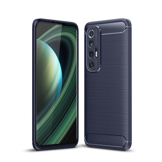 For Xiaomi Mi 10S Brushed Texture Carbon Fiber TPU Case(Navy Blue)