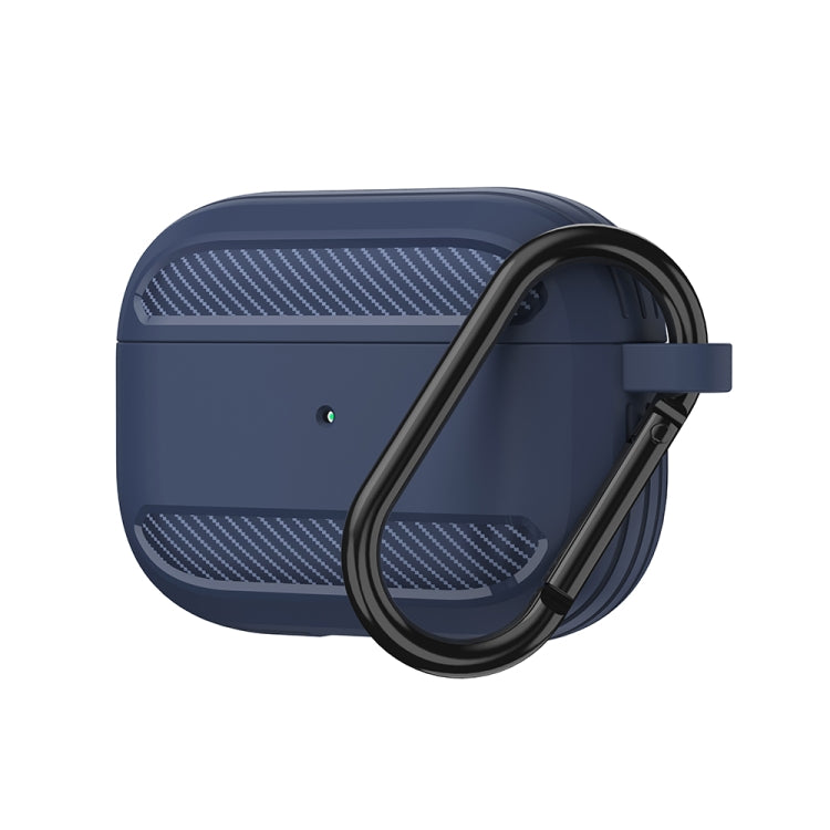 Wireless Earphones Shockproof Carbon Fiber Armor TPU Protective Case For AirPods Pro(Blue) - For AirPods Pro by buy2fix | Online Shopping UK | buy2fix