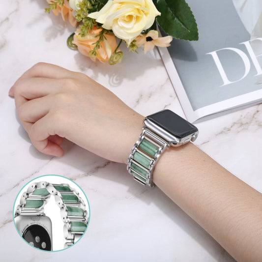 Emerald Stainless Steel Watch Band For Apple Watch Series 9&8&7 41mm / SE 3&SE 2&6&SE&5&4 40mm / 3&2&1 38mm(Silver) by buy2fix
