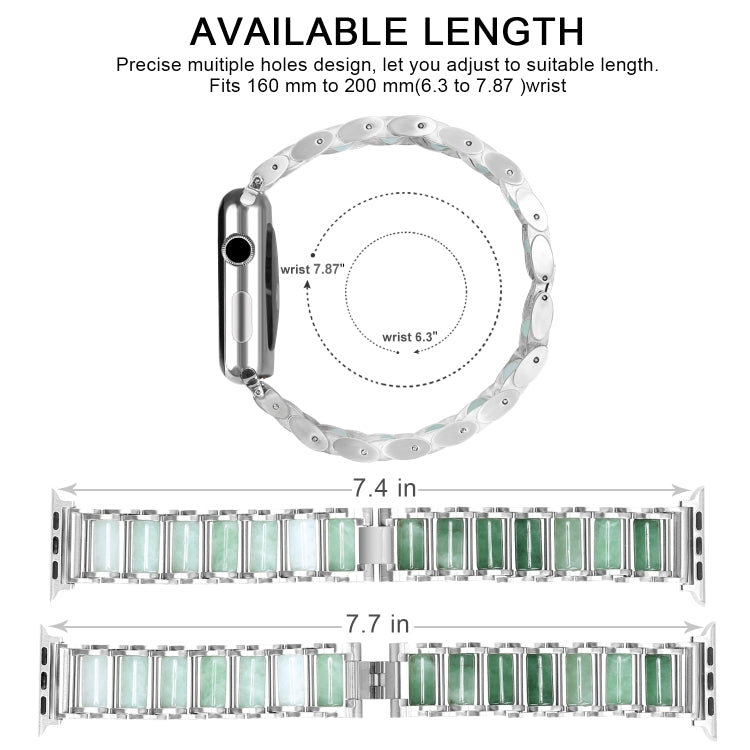 Emerald Stainless Steel Watch Band For Apple Watch Series 9&8&7 41mm / SE 3&SE 2&6&SE&5&4 40mm / 3&2&1 38mm(Silver) - Watch Bands by buy2fix | Online Shopping UK | buy2fix