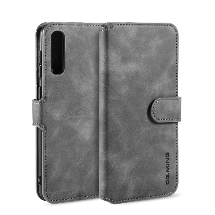 For Galaxy A30s / A50s DG.MING Retro Oil Side Horizontal Flip Case with Holder & Card Slots & Wallet(Grey) - Galaxy Phone Cases by DG.MING | Online Shopping UK | buy2fix