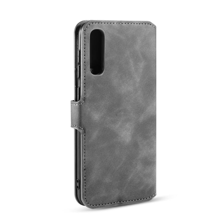 For Galaxy A30s / A50s DG.MING Retro Oil Side Horizontal Flip Case with Holder & Card Slots & Wallet(Grey) - Galaxy Phone Cases by DG.MING | Online Shopping UK | buy2fix