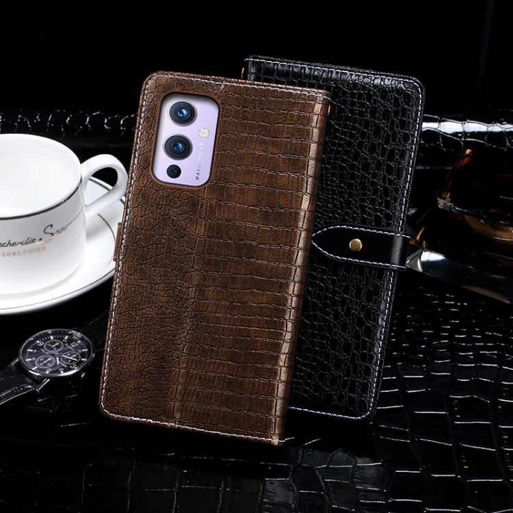 For OnePlus 9 idewei Crocodile Texture Horizontal Flip Leather Case with Holder & Card Slots & Wallet(Black) - OnePlus Cases by idewei | Online Shopping UK | buy2fix