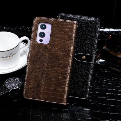 For OnePlus 9 idewei Crocodile Texture Horizontal Flip Leather Case with Holder & Card Slots & Wallet(Black) - OnePlus Cases by idewei | Online Shopping UK | buy2fix