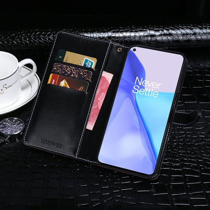 For OnePlus 9 idewei Crocodile Texture Horizontal Flip Leather Case with Holder & Card Slots & Wallet(Black) - OnePlus Cases by idewei | Online Shopping UK | buy2fix