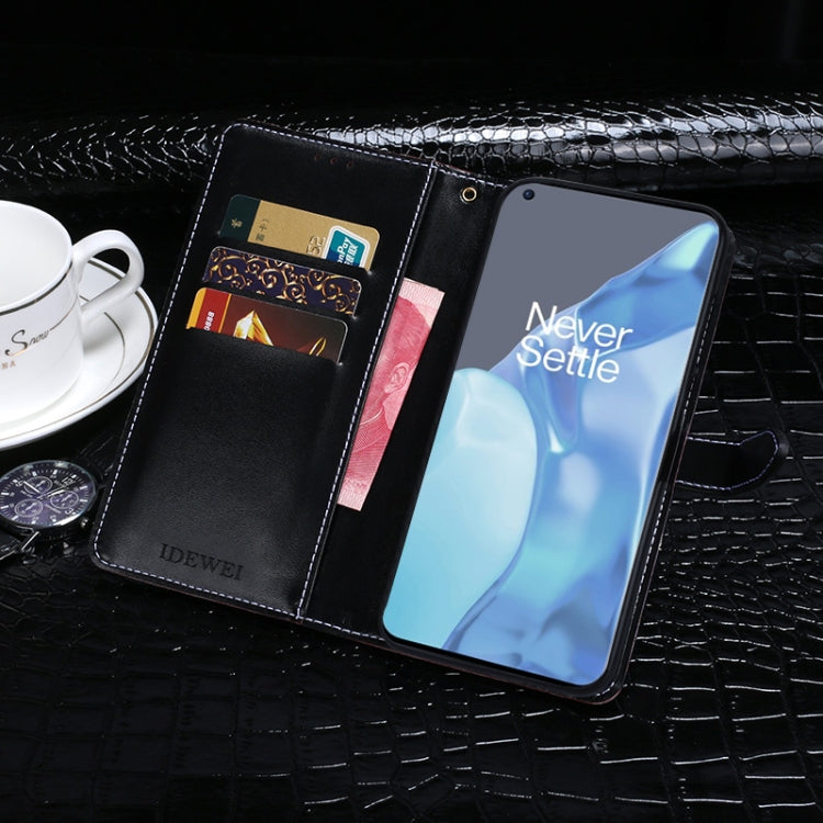 For OnePlus 9 Pro idewei Crocodile Texture Horizontal Flip Leather Case with Holder & Card Slots & Wallet(Dark Blue) - OnePlus Cases by idewei | Online Shopping UK | buy2fix