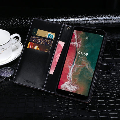 For Nokia C1 Plus idewei Crocodile Texture Horizontal Flip Leather Case with Holder & Card Slots & Wallet(Dark Blue) - Nokia Cases by idewei | Online Shopping UK | buy2fix