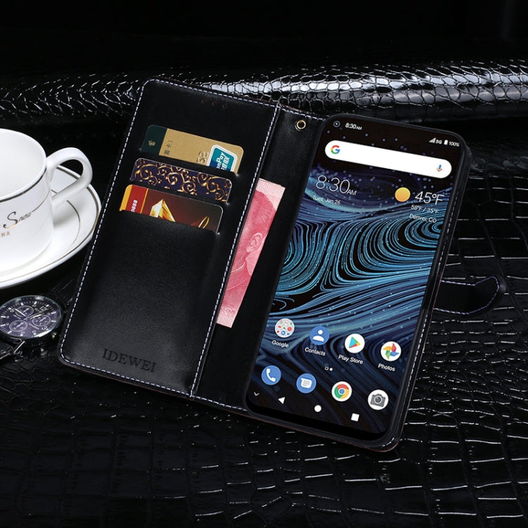 For ZTE Blade X1 5G idewei Crocodile Texture Horizontal Flip Leather Case with Holder & Card Slots & Wallet(Black) - ZTE Cases by idewei | Online Shopping UK | buy2fix