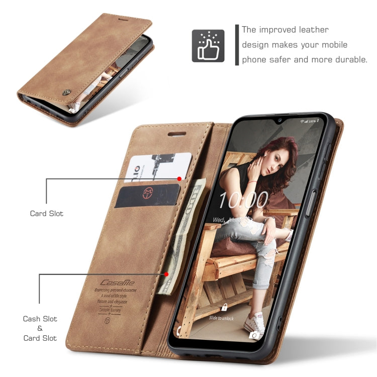 For Samsung Galaxy A12 CaseMe 013 Multifunctional Horizontal Flip Leather Case with Holder & Card Slot & Wallet(Brown) by CaseMe