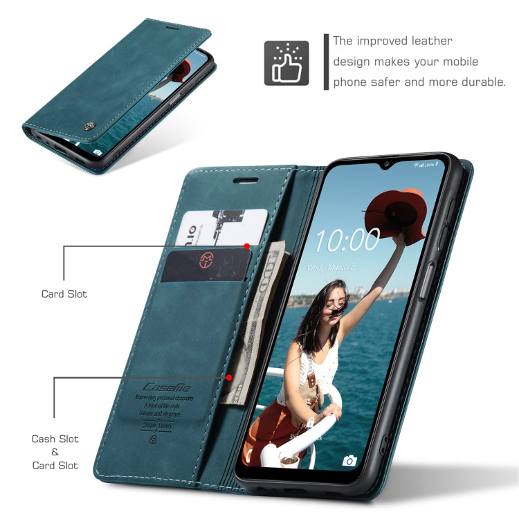 For Samsung Galaxy A12 CaseMe 013 Multifunctional Horizontal Flip Leather Case with Holder & Card Slot & Wallet(Blue) by CaseMe