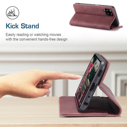 For Samsung Galaxy A12 CaseMe 013 Multifunctional Horizontal Flip Leather Case with Holder & Card Slot & Wallet(Wine Red) by CaseMe