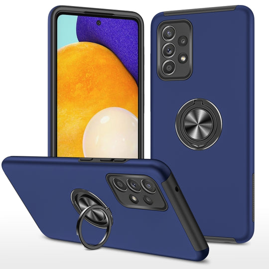 For Samsung Galaxy A52 PC + TPU Shockproof Magnetic Protective Case with Invisible Ring Holder(Blue)