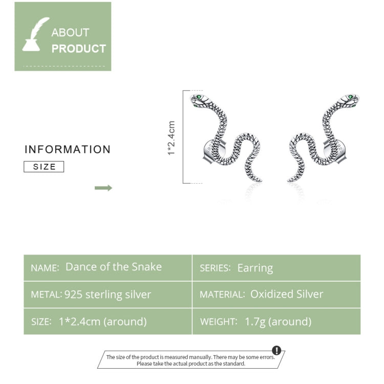 S925 Sterling Silver Smart Snake Ear Studs Women Earrings - Stud Earrings & Earrings by buy2fix | Online Shopping UK | buy2fix