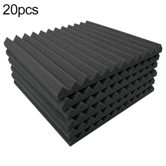 20pcs / Pack 30x30x2.5cm Triangular Groove Style Recording Studio Drum Video Room Sound Insulation Board Silencer Cotton(Black)