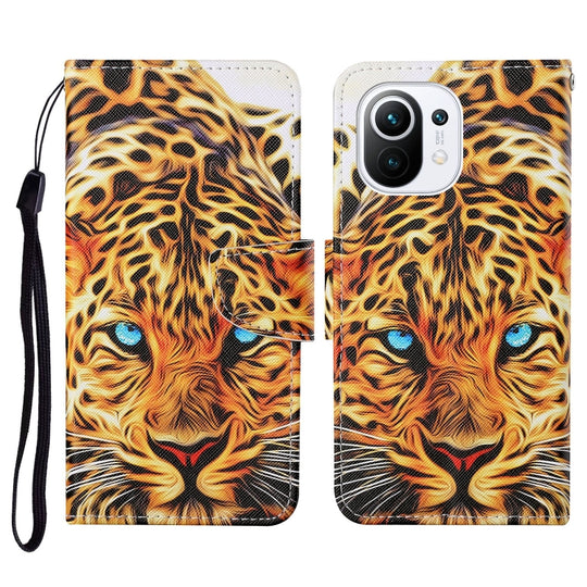 For Xiaomi Mi 11 Colored Drawing Pattern Horizontal Flip Leather Case with Holder & Card Slots & Wallet & Lanyard(Yellow Leopard)