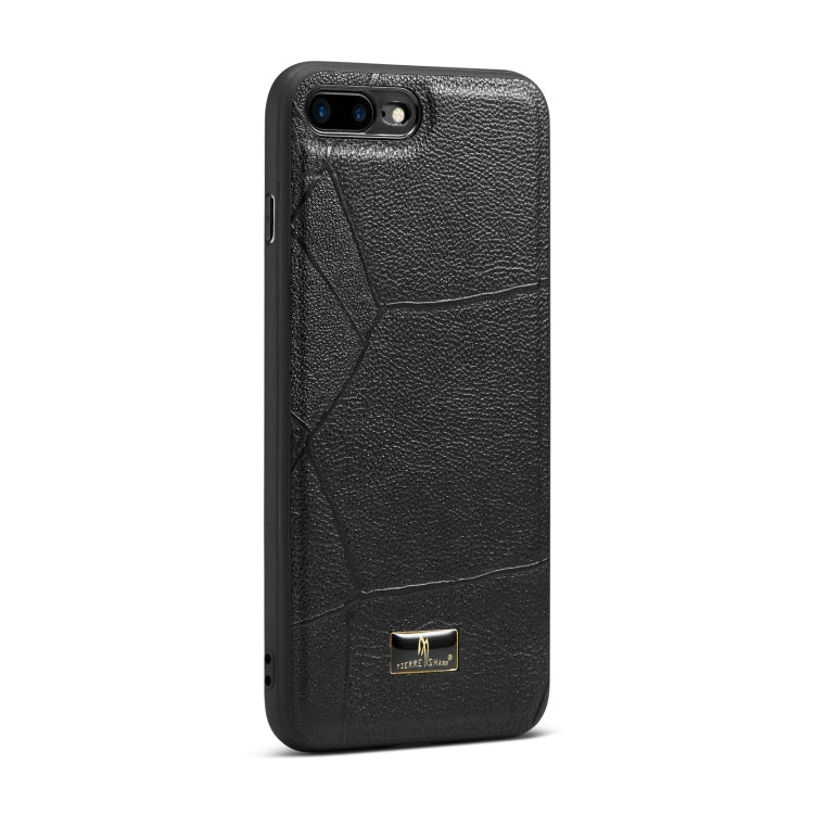 Fierre Shann Leather Texture Phone Back Cover Case For iPhone 8 Plus / 7 Plus(Ox Tendon Black) - More iPhone Cases by FIERRE SHANN | Online Shopping UK | buy2fix