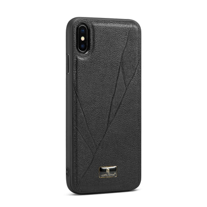 For iPhone XR Fierre Shann Leather Texture Phone Back Cover Case(Ox Tendon Black) - More iPhone Cases by FIERRE SHANN | Online Shopping UK | buy2fix