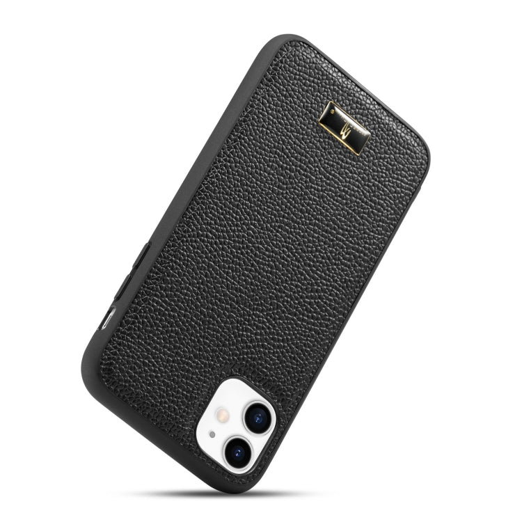 For iPhone 11 Pro Fierre Shann Leather Texture Phone Back Cover Case (Lychee Black) - iPhone 11 Pro Cases by FIERRE SHANN | Online Shopping UK | buy2fix