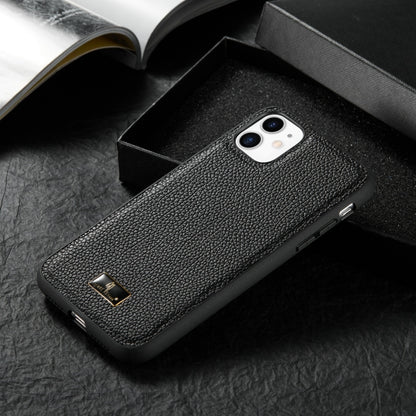 For iPhone 11 Pro Fierre Shann Leather Texture Phone Back Cover Case (Lychee Black) - iPhone 11 Pro Cases by FIERRE SHANN | Online Shopping UK | buy2fix