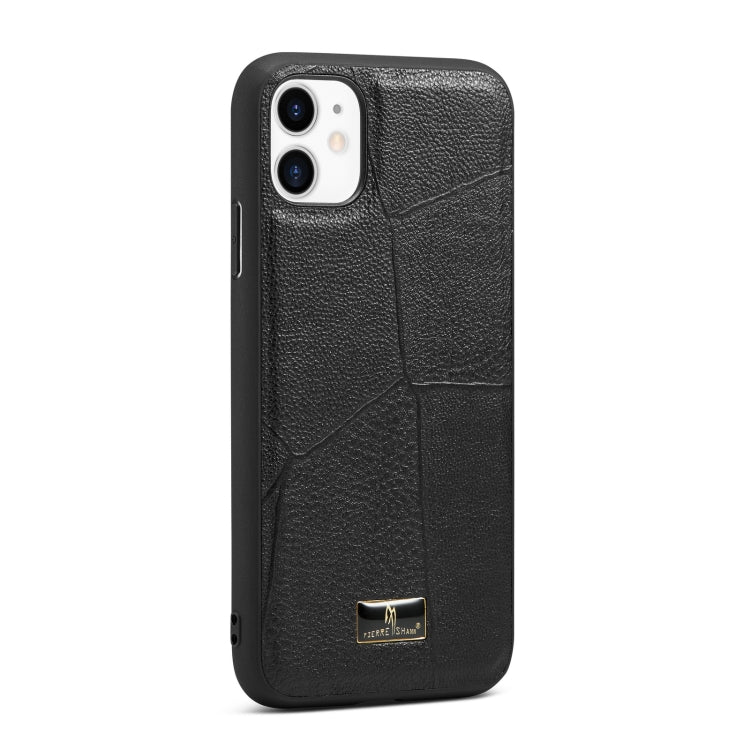 For iPhone 11 Pro Max Fierre Shann Leather Texture Phone Back Cover Case (Ox Tendon Black) - iPhone 11 Pro Max Cases by FIERRE SHANN | Online Shopping UK | buy2fix