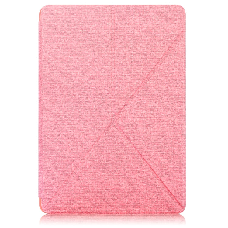For Samsung Galaxy Tab S8 / Galaxy Tab S7 T870 Cloth Texture Multi-folding Horizontal Flip PU Leather Shockproof Case with Holder & Sleep / Wake-up Function(Pink) by buy2fix