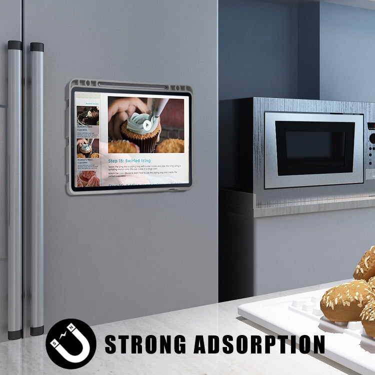 For Samsung Galaxy Tab S8 / Galaxy Tab S7 T870 Cloth Texture Multi-folding Horizontal Flip PU Leather Shockproof Case with Holder & Sleep / Wake-up Function(Grey) by buy2fix