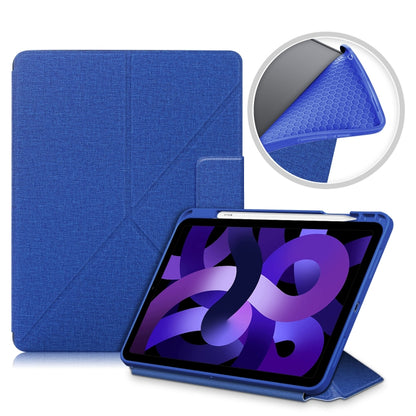 For iPad Air 2022 / 2020 10.9 / Pro 11 (2018) Cloth Texture Multi-folding Horizontal Flip PU Leather Shockproof Case with Holder & Sleep / Wake-up Function(Blue) - iPad Air (2022) / (2020) 10.9 Cases by buy2fix | Online Shopping UK | buy2fix