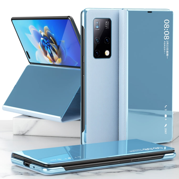 For Huawei Mate X2 Electroplated Mirror Protective Case with Holder(Blue) - Huawei Cases by buy2fix | Online Shopping UK | buy2fix