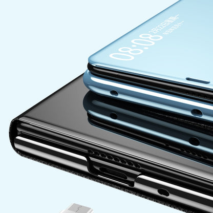 For Huawei Mate X2 Electroplated Mirror Protective Case with Holder(Blue) - Huawei Cases by buy2fix | Online Shopping UK | buy2fix