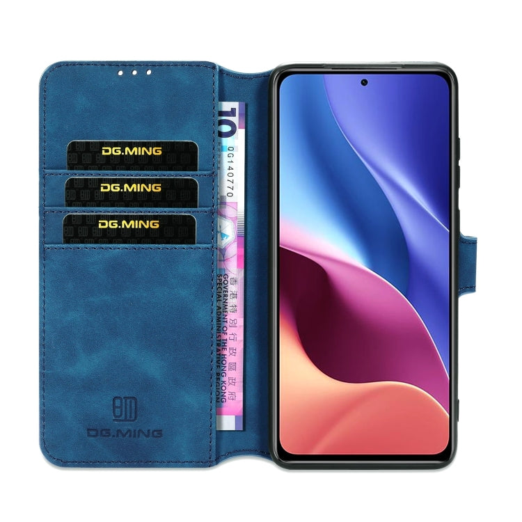 For Xiaomi Redmi K40 Pro DG.MING Retro Oil Side Horizontal Flip Leather Case with Holder & Card Slots & Wallet(Blue) - Xiaomi Cases by DG.MING | Online Shopping UK | buy2fix