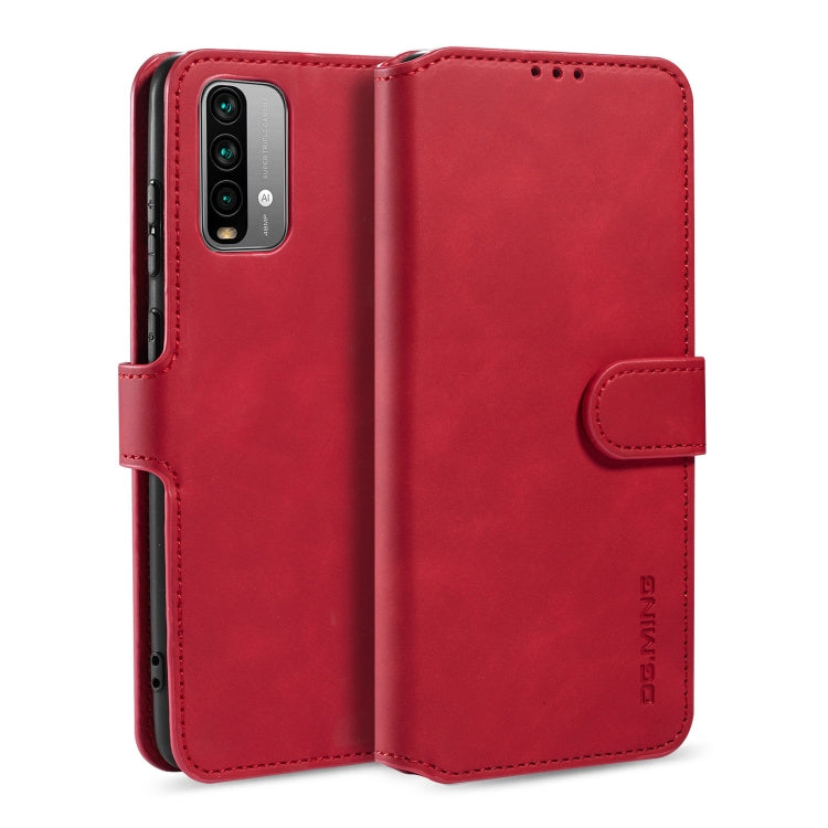 For Xiaomi Redmi Note 9 4G DG.MING Retro Oil Side Horizontal Flip Leather Case with Holder & Card Slots & Wallet(Red) - Xiaomi Cases by DG.MING | Online Shopping UK | buy2fix