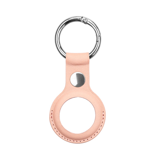 Anti-scratch Top-layer Cowhide Leather Case Cover with Switchable Keychain Ring for AirTag(Rose Pink) - Key Chain Series by buy2fix | Online Shopping UK | buy2fix