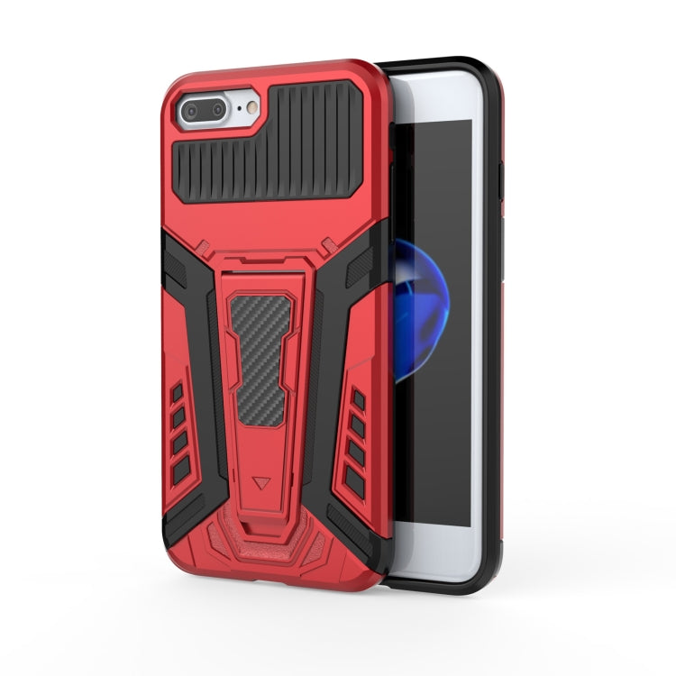 War Chariot Series Armor All-inclusive Shockproof PC + TPU Protective Case with Invisible Holder For iPhone 8 Plus / 7 Plus(Red) by buy2fix