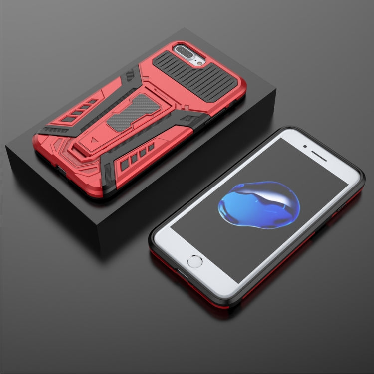 War Chariot Series Armor All-inclusive Shockproof PC + TPU Protective Case with Invisible Holder For iPhone 8 Plus / 7 Plus(Red) by buy2fix