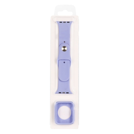 Silicone Watch Band + Watch Protective Case Set For Apple Watch Series 9 / 8 / 7 45mm (Purple)